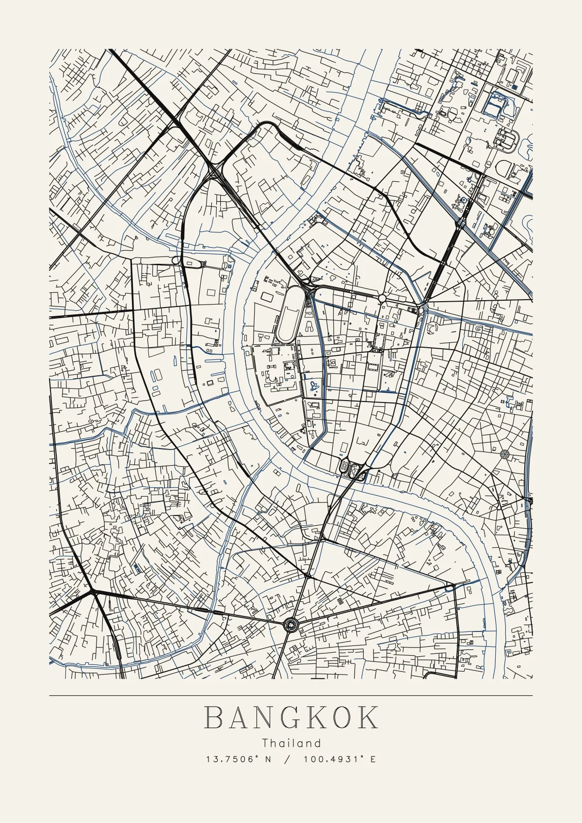 Plotterzeichnung Bangkok, Klassisch, A3