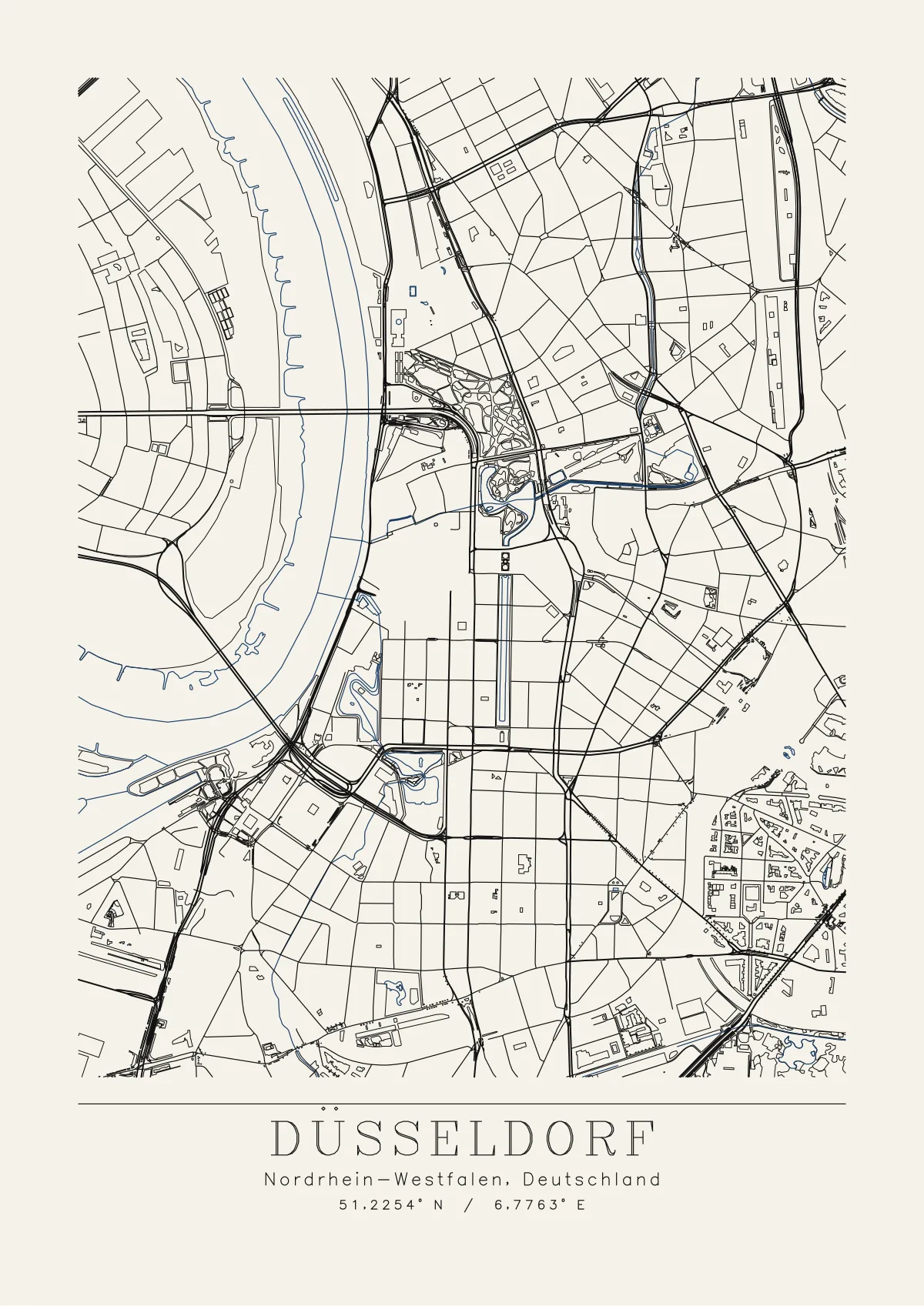 Plotterzeichnung Düsseldorf, Klassisch, A3