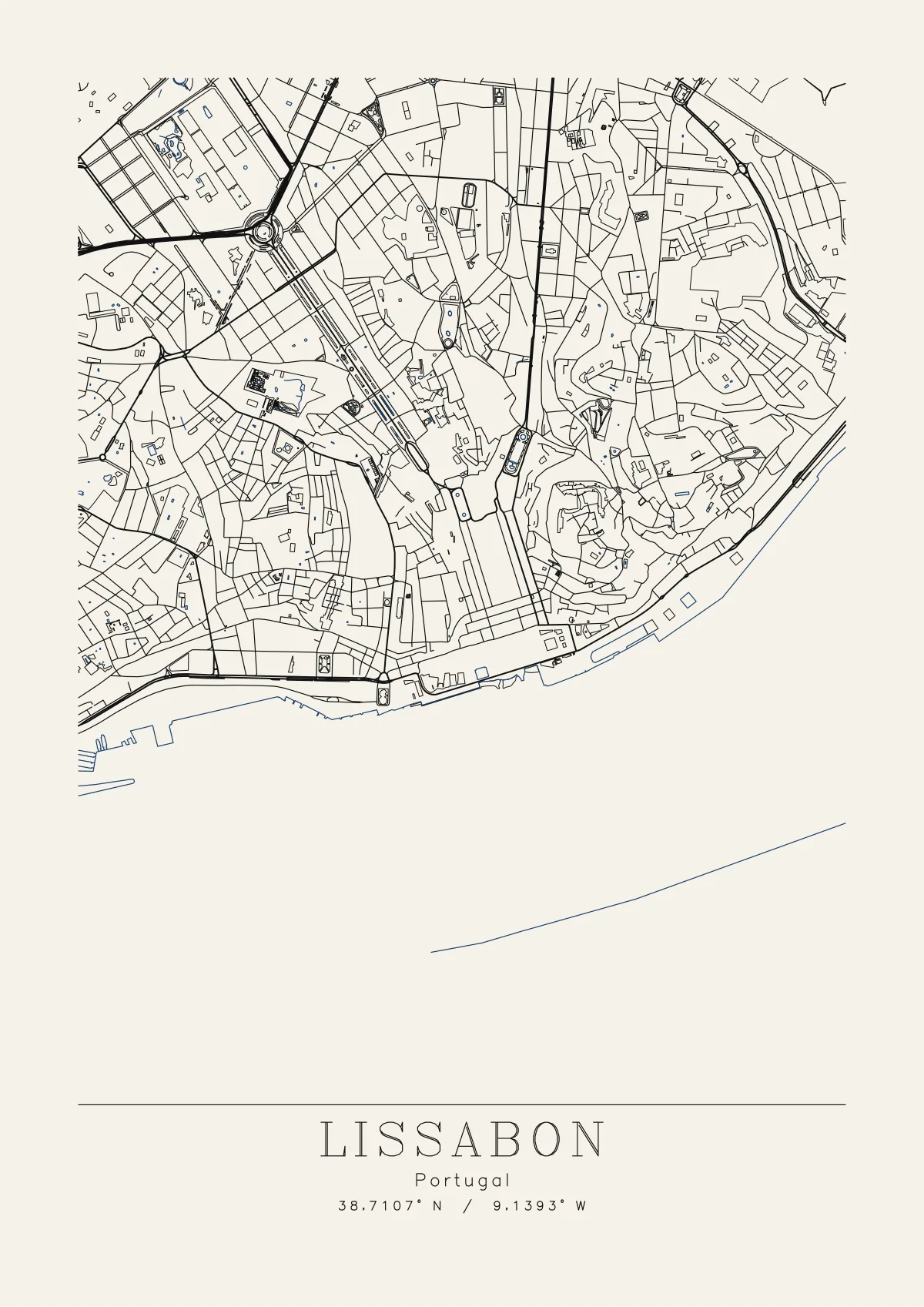 Plotterzeichnung Lissabon, Klassisch, A3