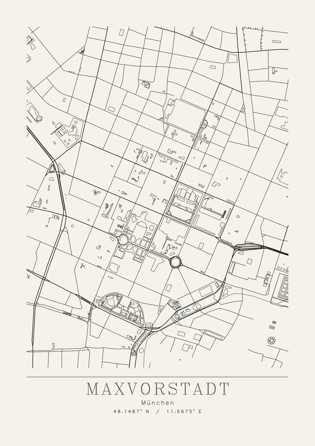 Plotterzeichnung Maxvorstadt, Klassisch, A3