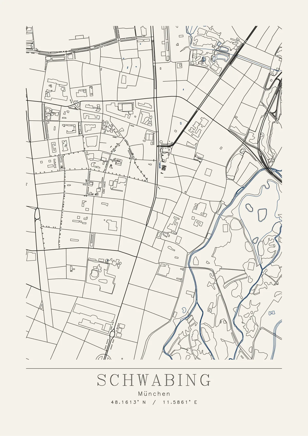 Plotterzeichnung Schwabing, Klassisch, A3